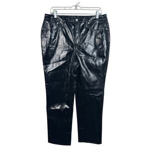 J. Crew Faux Patent Crinkle Leather Black Size 31 5 Pocket Pants NWOT
